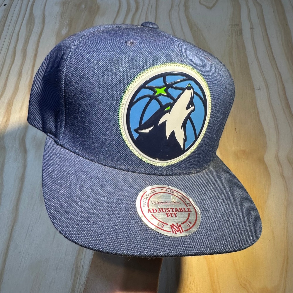 Mitchell & Ness Minnesota Timberwolves NBA Snapback Hat Navy Blue OSFA